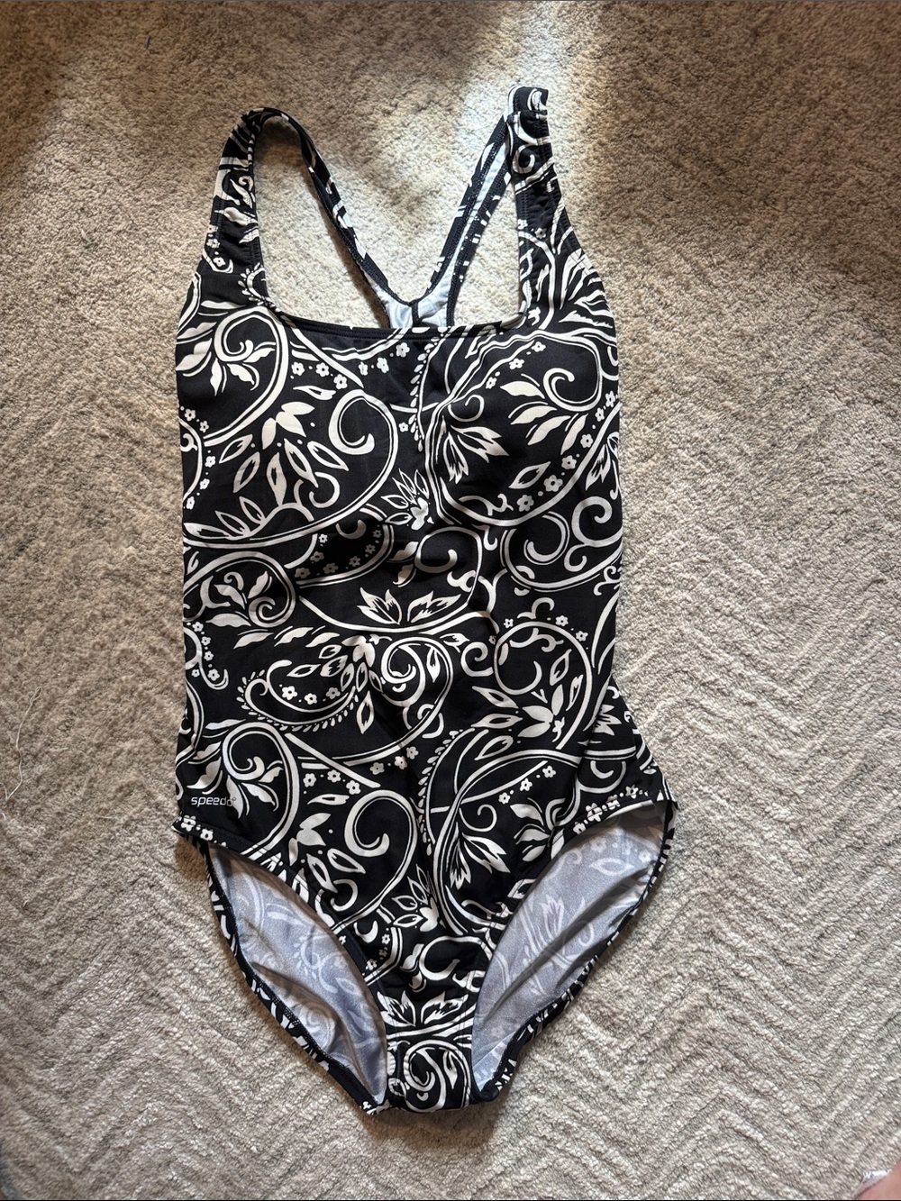 Speedo Black and White Floral One-Piece Swimsuit